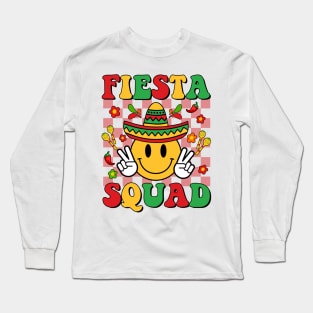 Cinco de Mayo, Fiesta Squad, Retro Smiley Mexican, Sombrero Long Sleeve T-Shirt